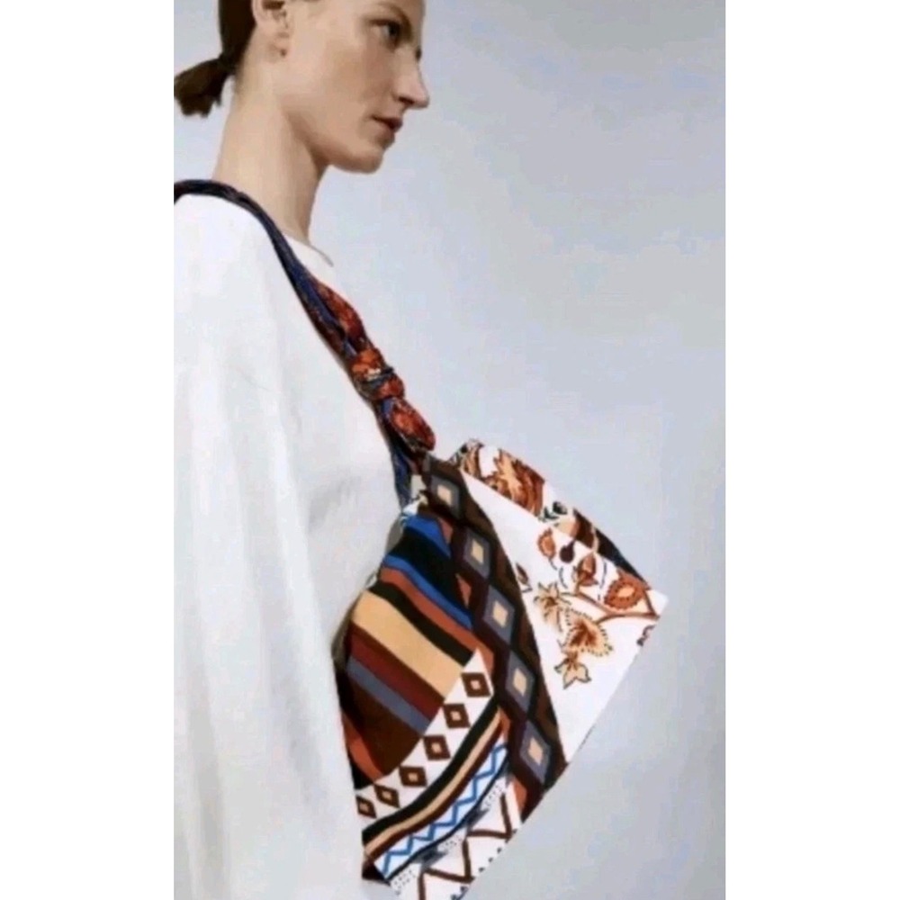 ZARA BOHO MULTI PRINTED ADJUSTABLE SCARF HANDKERCHIEF CROSSBODY PURSE BAG